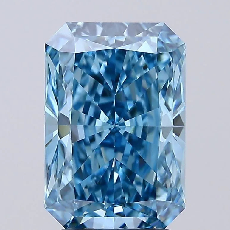Diamant de laboratoire bleu Fancy Vivid 3,10 carats taille Radiant VVS2 certifié IGI. Exquisite Lab Diamonds Paris