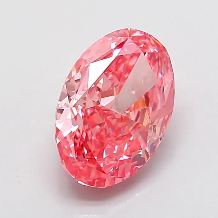 3.28ct Oval Lab Grown Diamond (Colour Fancy Vivid Pink, Clarity VVS1, IGI Certified)