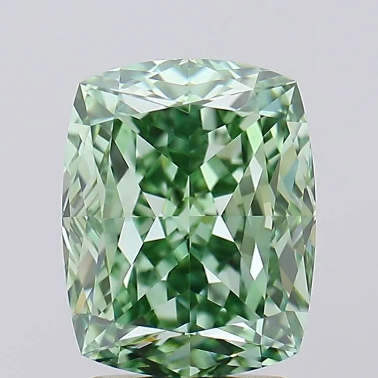 3.59ct Cushion modified Lab Grown Diamond (Colour Fancy Vivid Green, Clarity IF, IGI Certified)