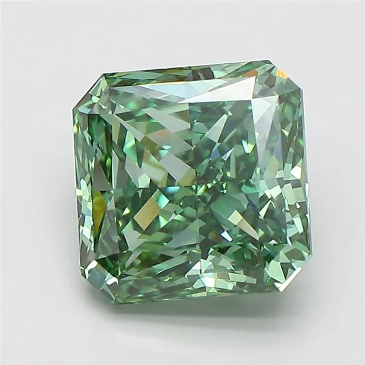 4.00ct Square radiant Lab Grown Diamond (Colour Fancy Vivid Green, Clarity VS1, IGI Certified)