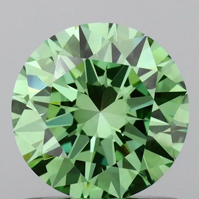 1.00ct Round Lab Grown Diamond (Colour Fancy Vivid Green, Clarity VVS2, Cut EX, IGI Certified)