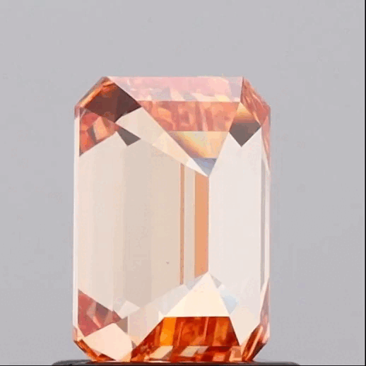 1.02ct Emerald Lab Grown Diamond (Fancy Vivid Pinkish Orange, Clarity VS1, IGI)