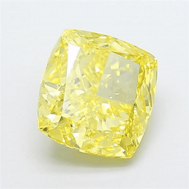 Diamant de laboratoire jaune Fancy Vivid Yellow 2,67 carats coussin VS1