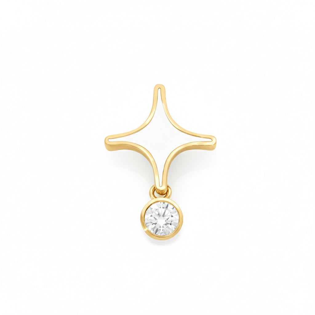Pendentif IV - or - email blanc - diamant de laboratoire - Exquisite Lab Diamonds