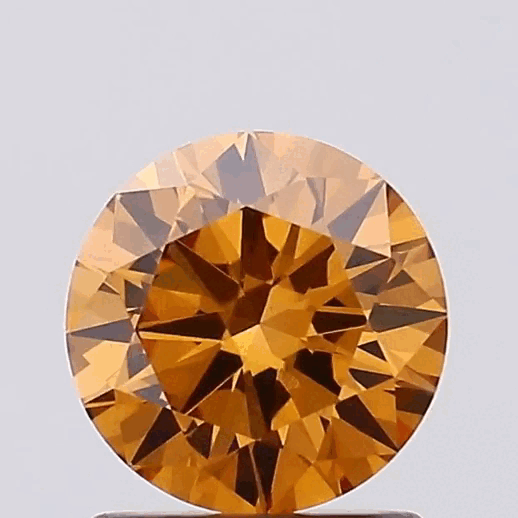 1.06ct Round Lab Grown Diamond (Fancy Brownish Orange, Clarity VVS2, Cut EX, IGI)