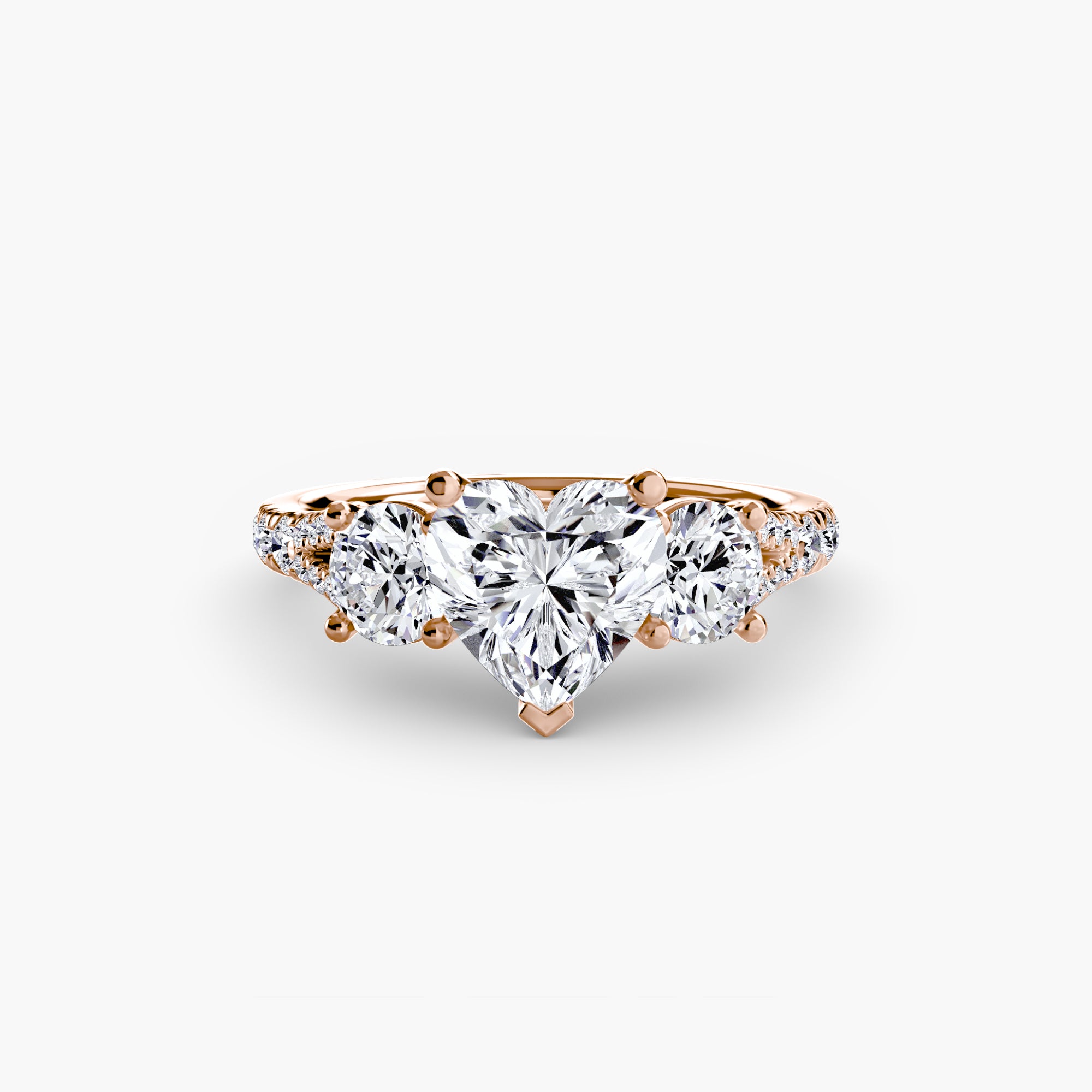 Bague Themis coeur personnalisée choisissez le diamant central & le métal précieux de votre choix avec la Maison française Exquisite Lab Diamonds