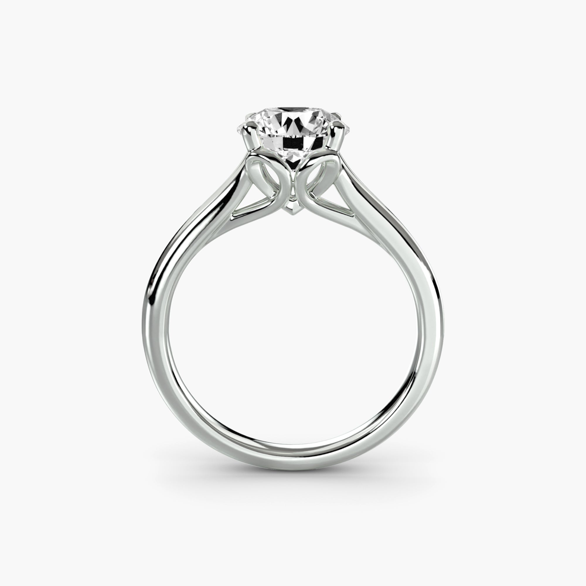 Bague solitaire Maia en or ou platine et diamant rond de laboratoire. Maison française Exquisite Lab Diamonds