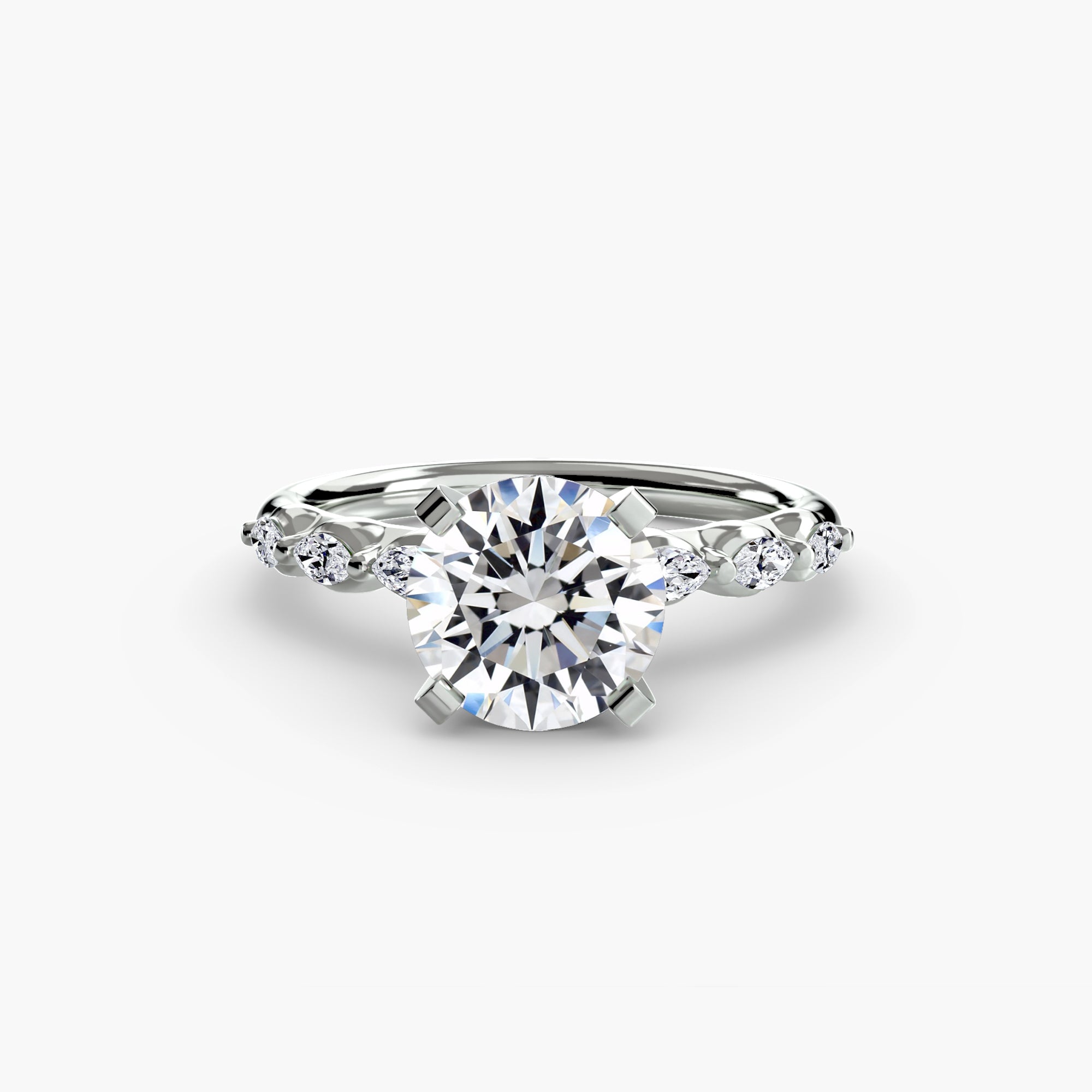 Bague solitaire épaulée de diamants de laboratoire sur l'anneau. A personnaliser Maison française Exquisite Lab Diamonds
