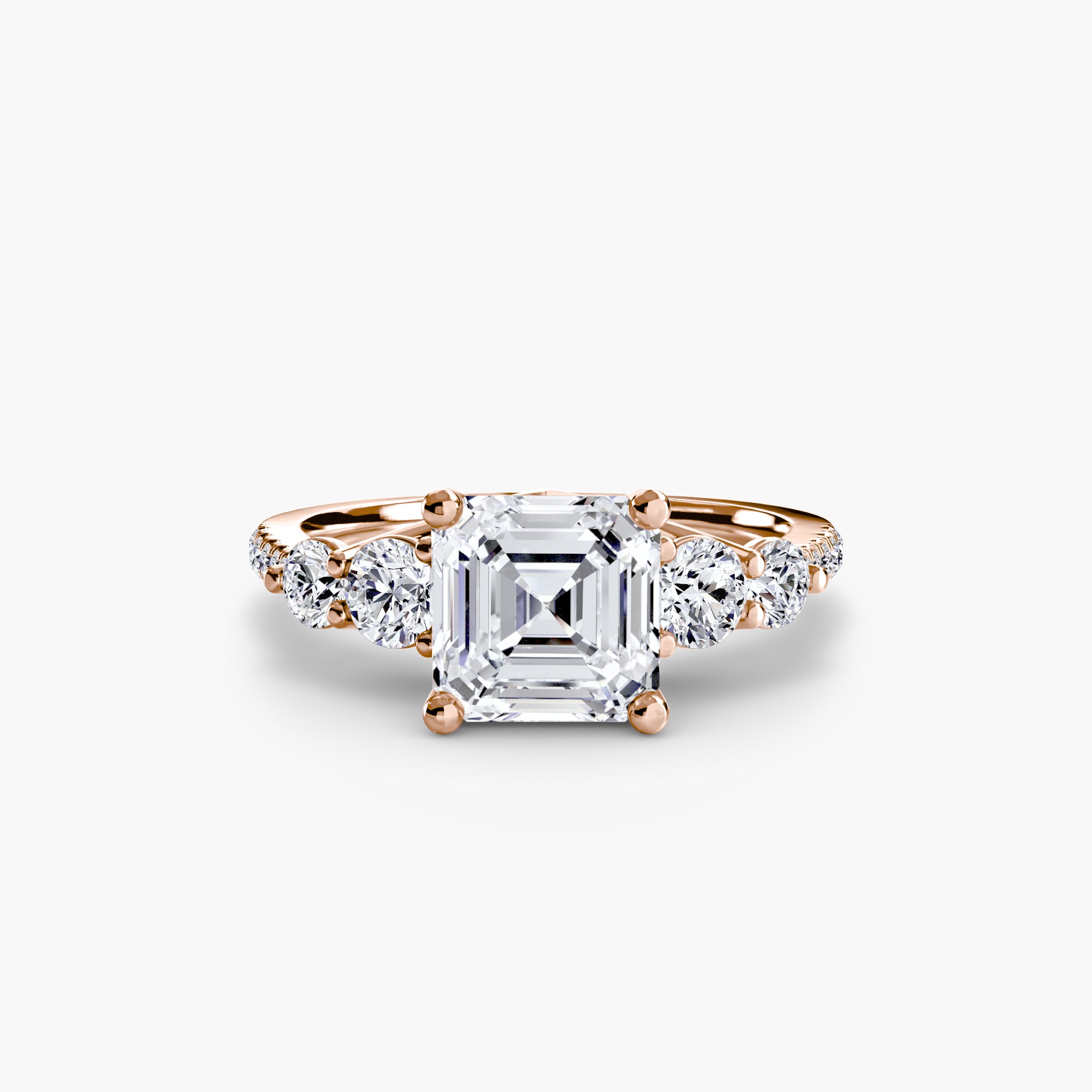 Bague Dysis personnalisée en or rose et diamants de laboratoire Asscher - Exquisite Lab Diamonds Paris