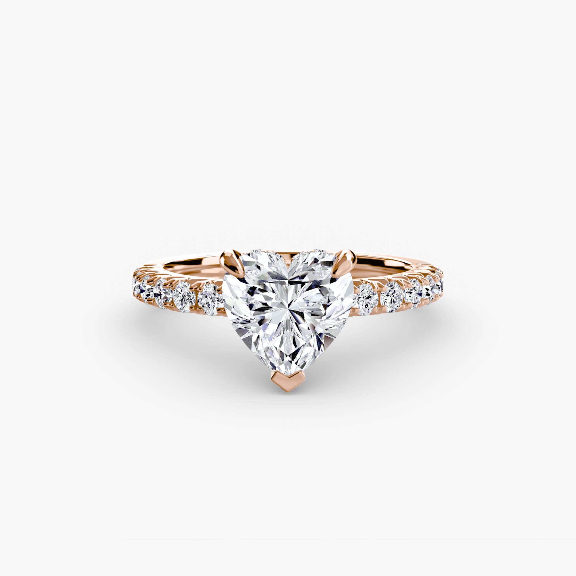 bague Solys personnalisée avec un diamant de laboratoire central de forme coeur. L'anneau en or jaune est rehaussé d'une ligne de petits diamants de laboratoire. Maison française Exquisite Lab Diamonds.
