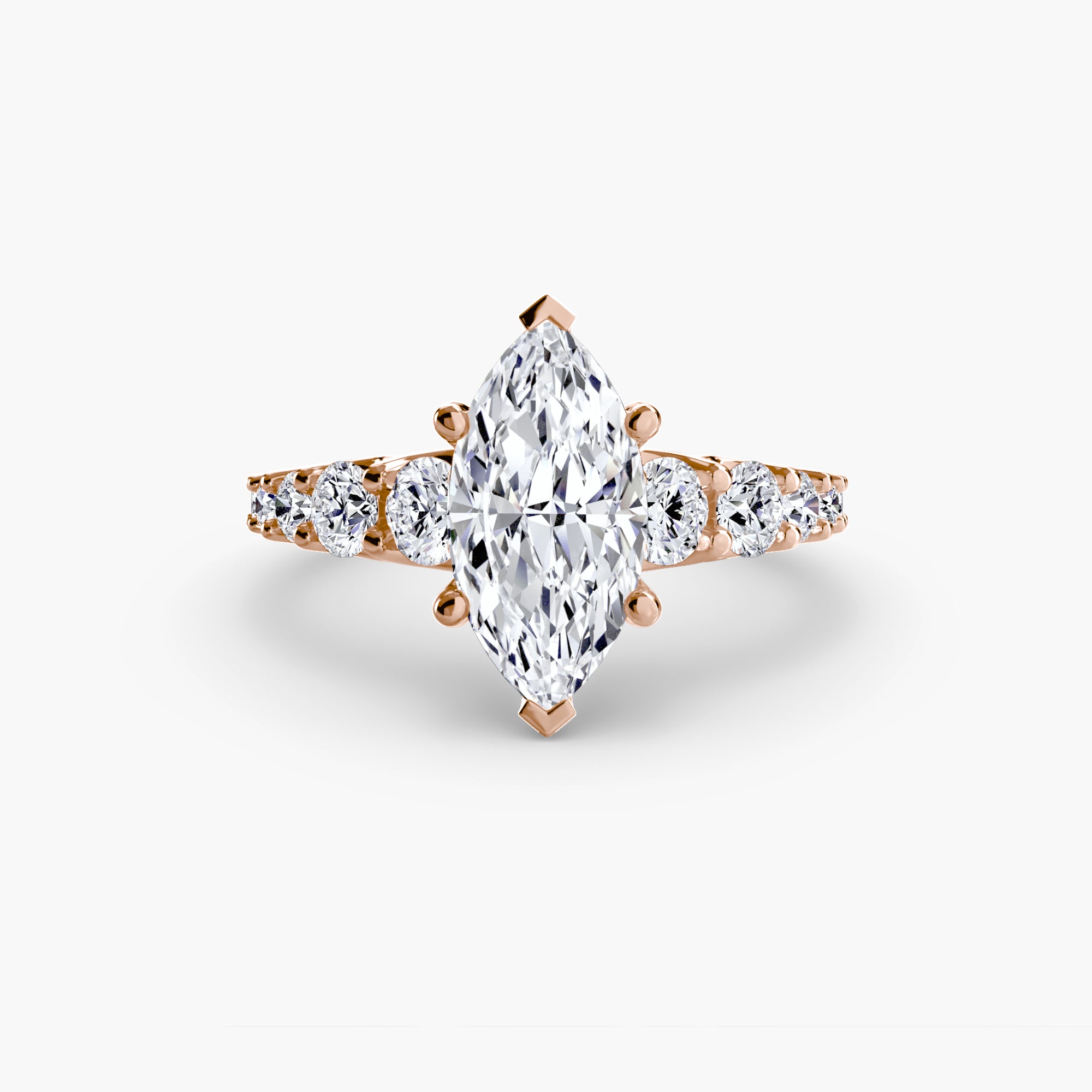 Bague Syzygy personnalisable en diamants de laboratoire marquise et or  rose 18K. Exquisite Lab Diamonds Paris