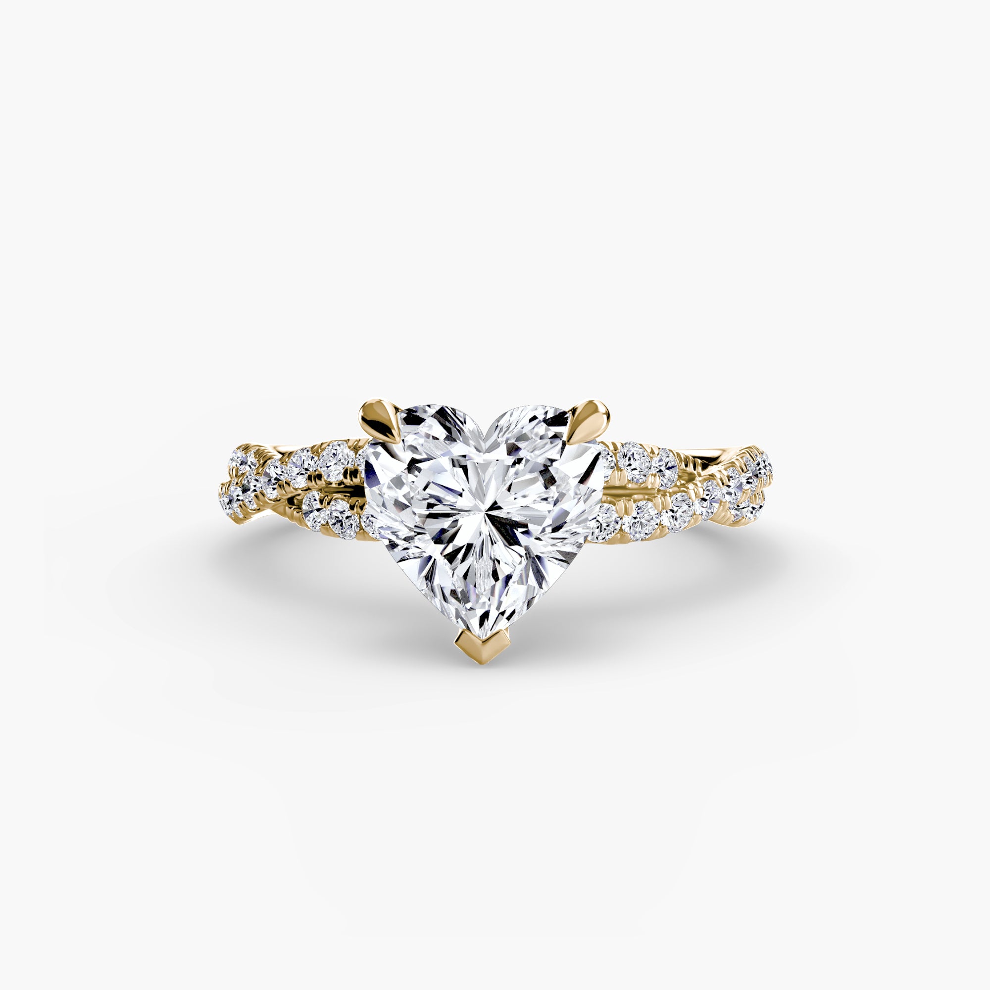 Phos bague solitaire en diamants de laboratoire coeur sur un anneau twisté - Maison française Exquisite Lab Diamonds