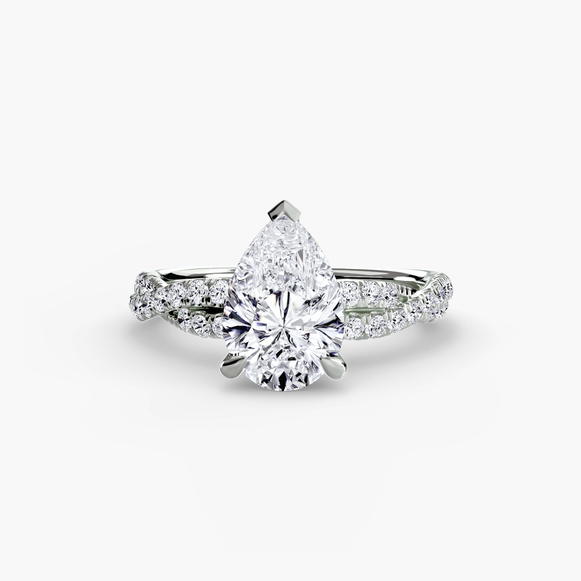 Phos bague solitaire en diamants de laboratoire poire sur un anneau twisté - Maison française Exquisite Lab Diamonds