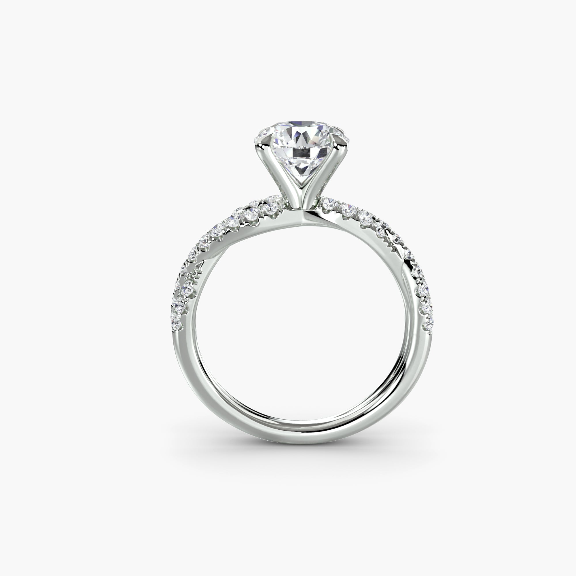 Phos bague solitaire en diamants de laboratoire sur un anneau twisté - Maison française Exquisite Lab Diamonds