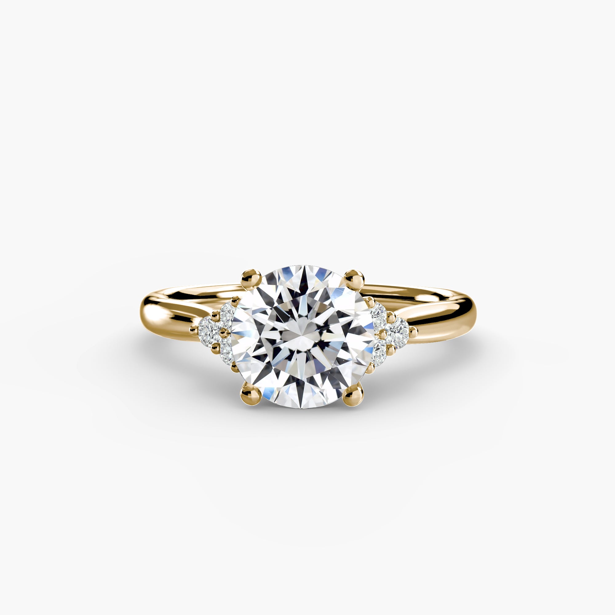 Bague personnalisable Alkea en or jaune et diamant de laboratoire rond. Maison Exquisite Lab Diamonds Paris.