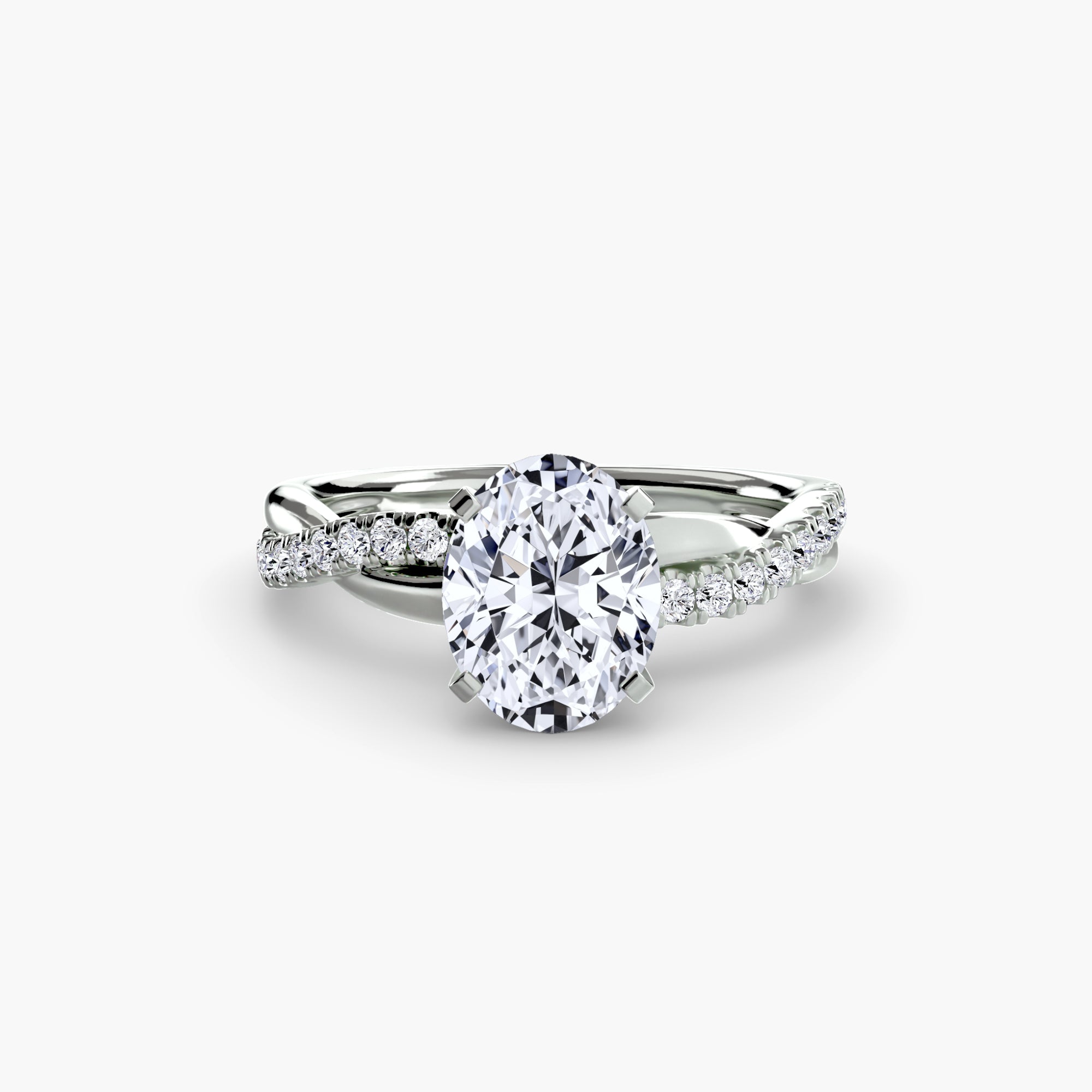 Bague Twist personnalisable en or 18K et diamants de laboratoire ovale - Maison Exquisite Lab Diamonds