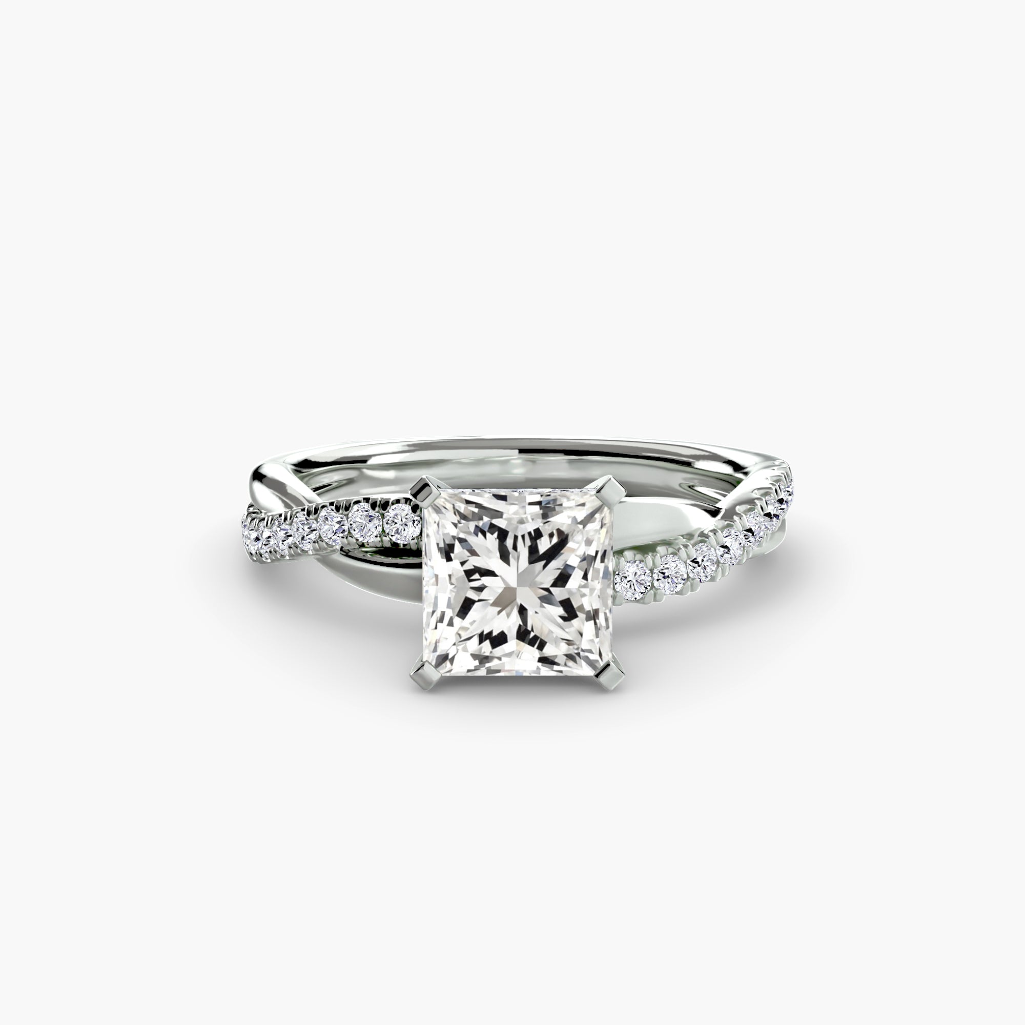 Bague Twist personnalisable en or 18K et diamants de laboratoire princesse - Maison Exquisite Lab Diamonds