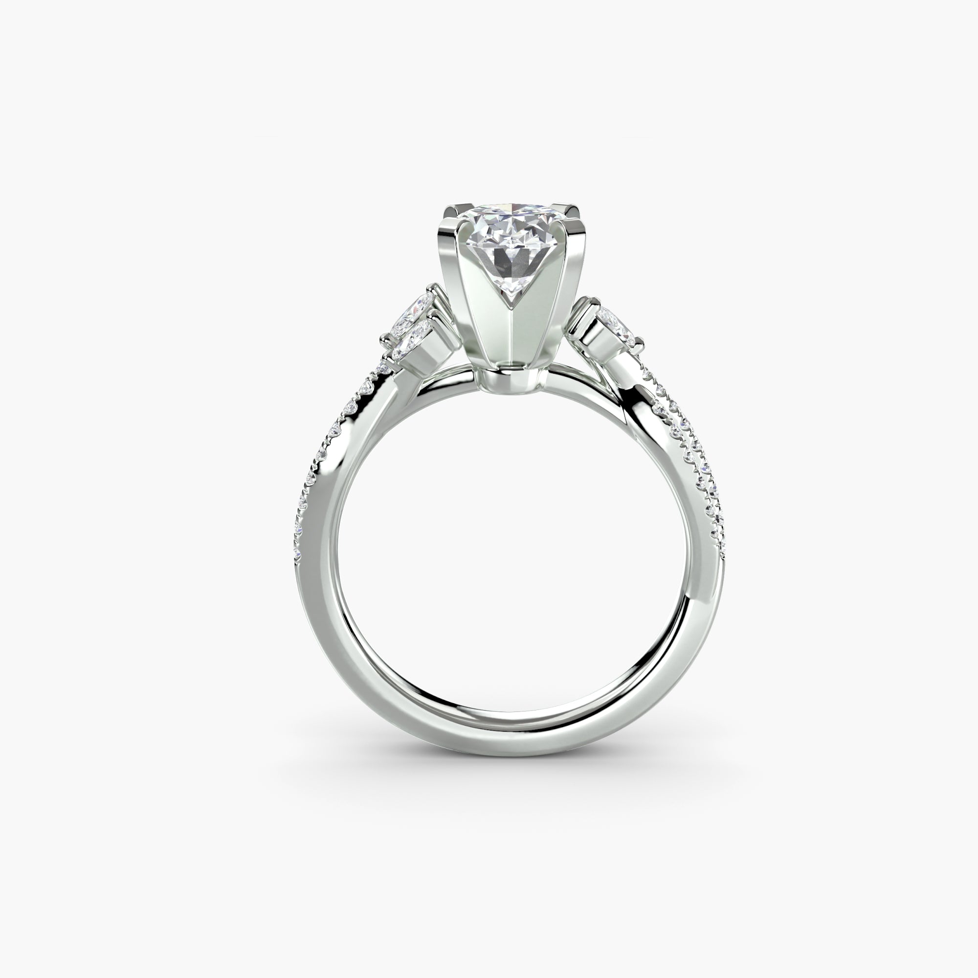 Bague solitaire Vesper est personnalisable serti d'un diamant de laboratoire rond. Exquisite Lab Diamonds.
