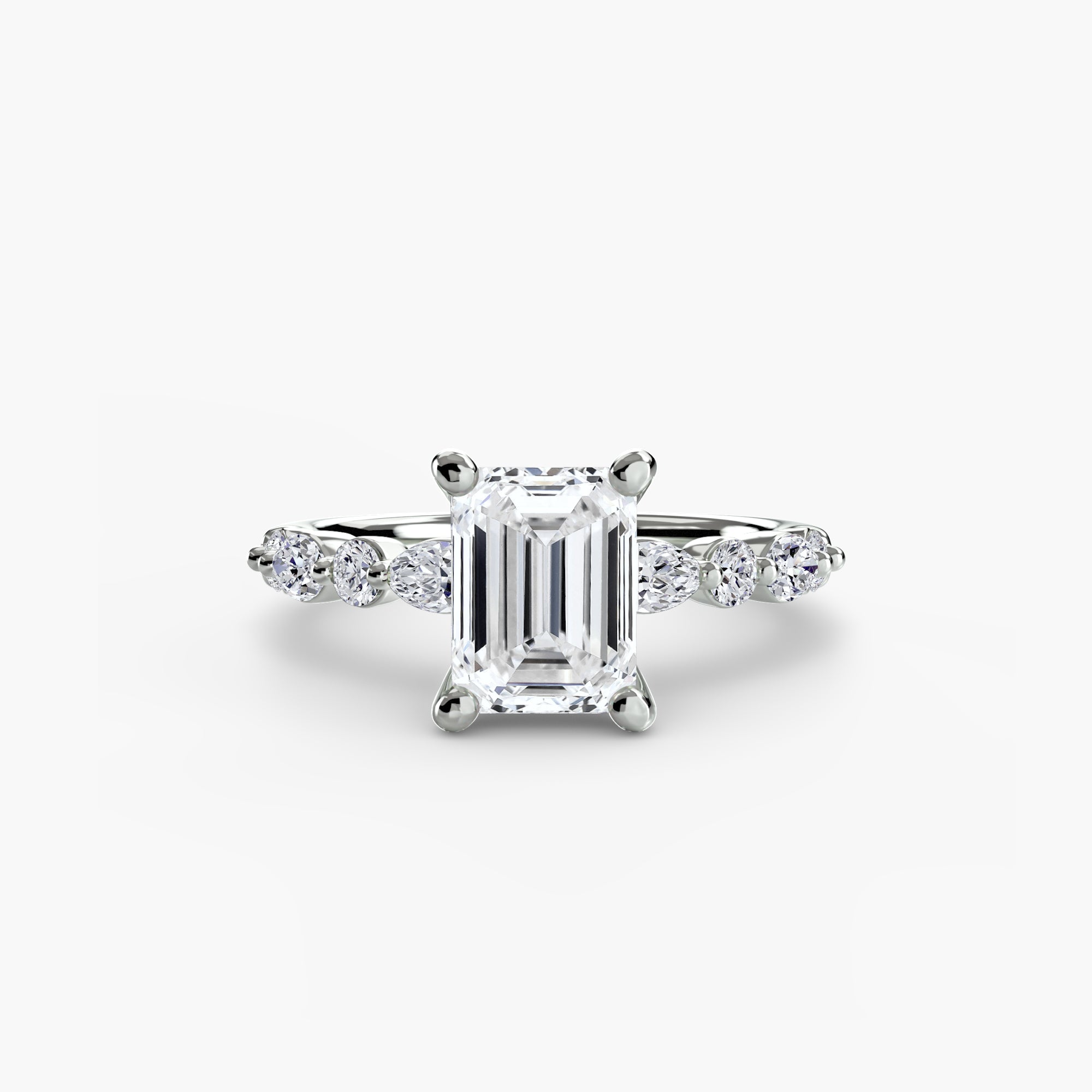 Bague solitaire Olya personnalisée avec la Maison Exquisite Lab Diamonds - en diamant de laboratoire émeraude et or 18K ou platine