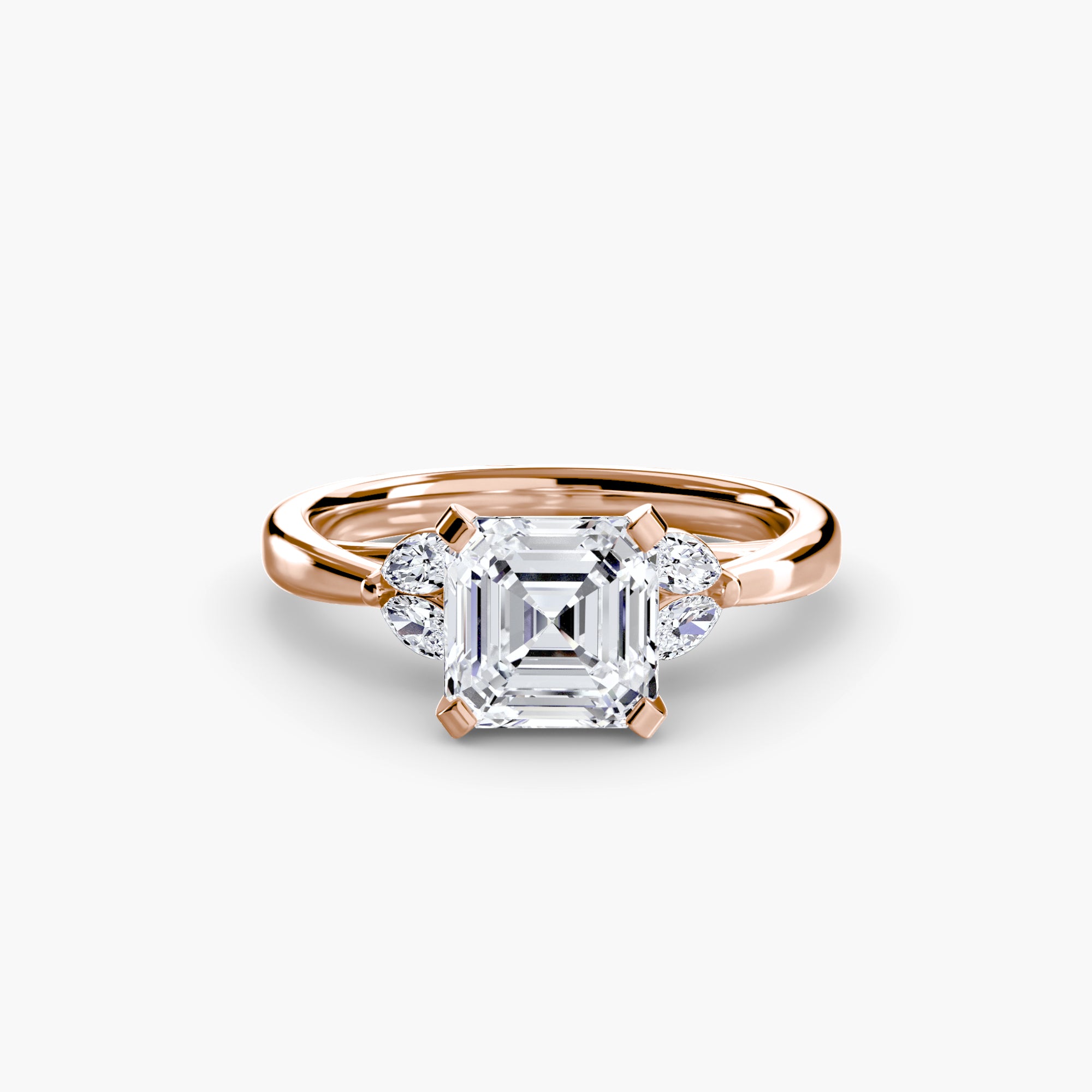 Bague Charis personnalisée. Or rose et diamant de laboratoire Asscher - Maison française Exquisite Lab Diamonds