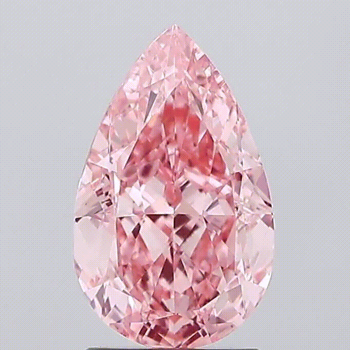 diamant de laboratoire forme poire de couleur rose : Fancy Vivid Pink. 2,34 carats.   Maison française Exquisite Lab Diamonds.